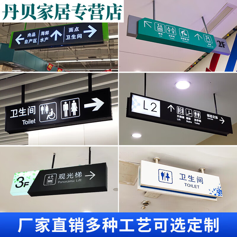 露奕园商场吊牌灯箱广告牌制作收银台地下车库指示牌超市悬挂双面灯箱